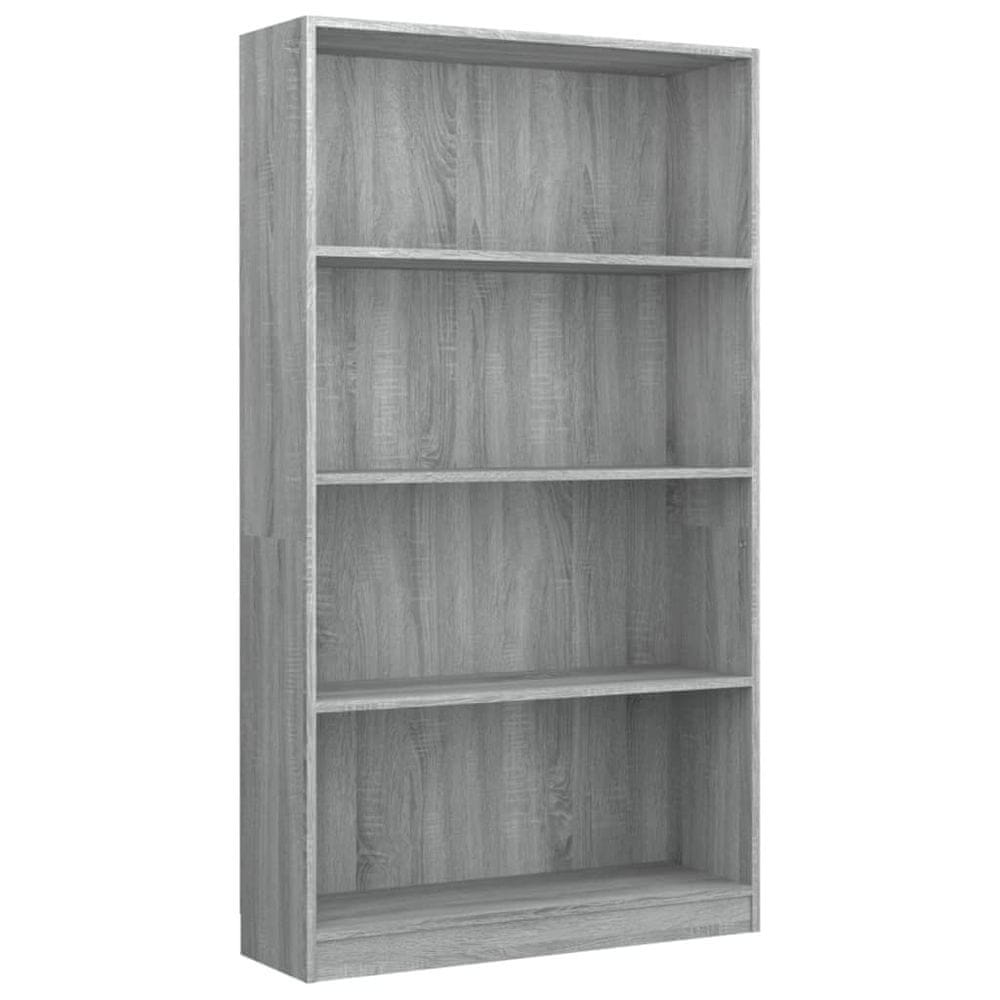 Vidaxl 4-poschodová knižnica sivá sonoma 80x24x142 cm spracované drevo